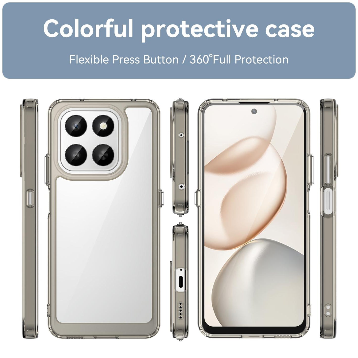 Honor X7d 5G Acrylic Hybrid TPU Protective Phone Case, Colourful Series Shockproof Cover