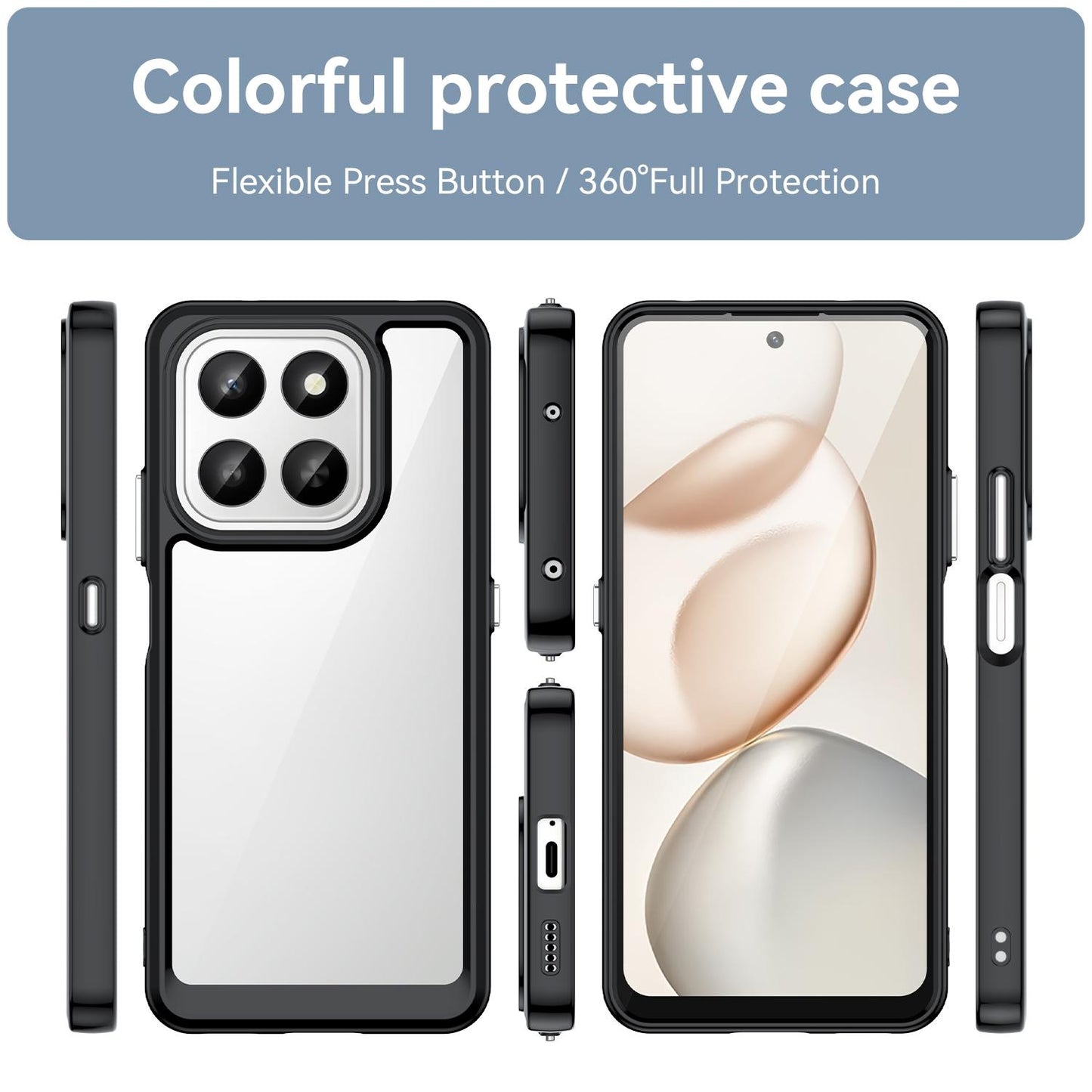 Honor 400 Smart 5G Acrylic Hybrid TPU Protective Phone Case, Colourful Series Shockproof Cover