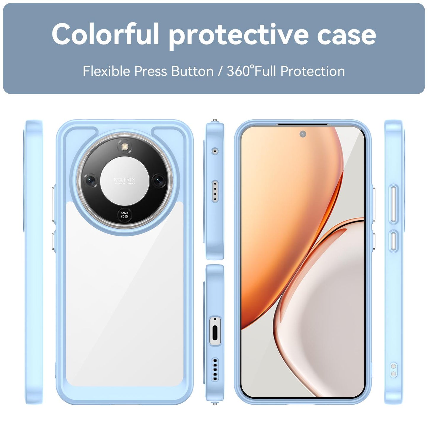 Honor Magic8 Lite Acrylic Hybrid TPU Protective Phone Case, Colourful Series Shockproof Cover