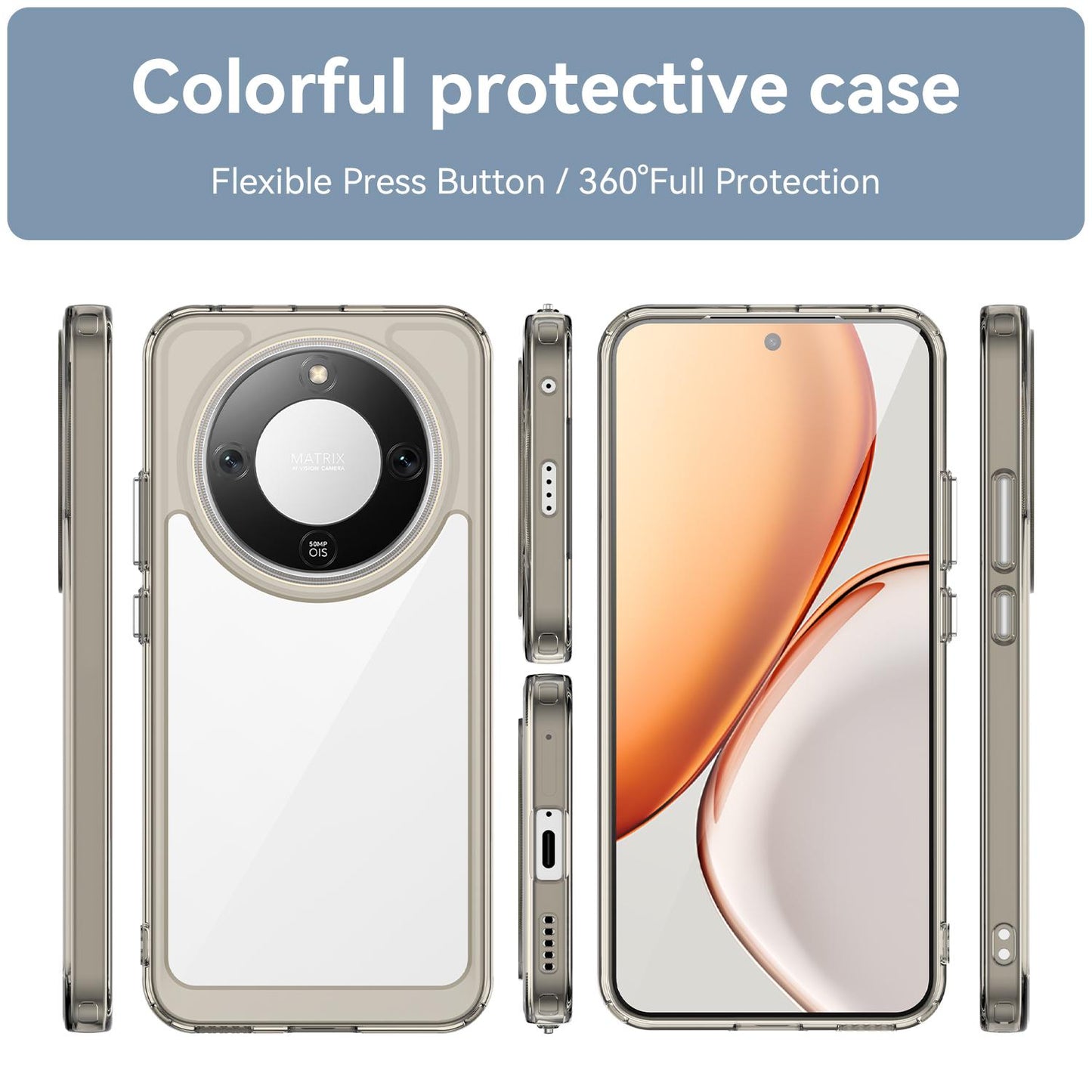 Honor Magic8 Lite Acrylic Hybrid TPU Protective Phone Case, Colourful Series Shockproof Cover