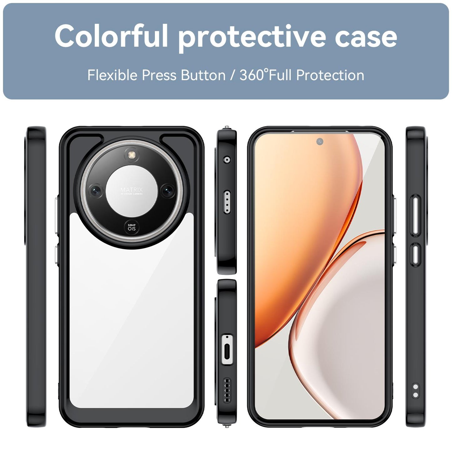 Honor X70 5G Acrylic Hybrid TPU Protective Phone Case, Colourful Series Shockproof Cover
