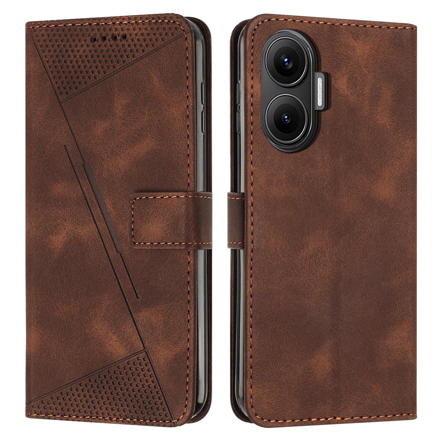 Xiaomi Poco F7 Dream Triangle Leather Wallet Phone Case with Lanyard, Card Slot, Cash Compartment, Foldable Kickstand, Shockproof PU TPU Protective Cover