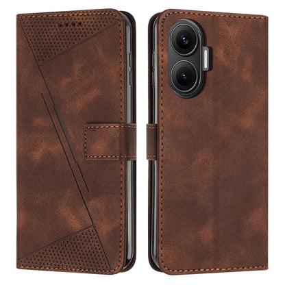 Xiaomi Poco F7 Dream Triangle Leather Wallet Phone Case with Lanyard, Card Slot, Cash Compartment, Foldable Kickstand, Shockproof PU TPU Protective Cover