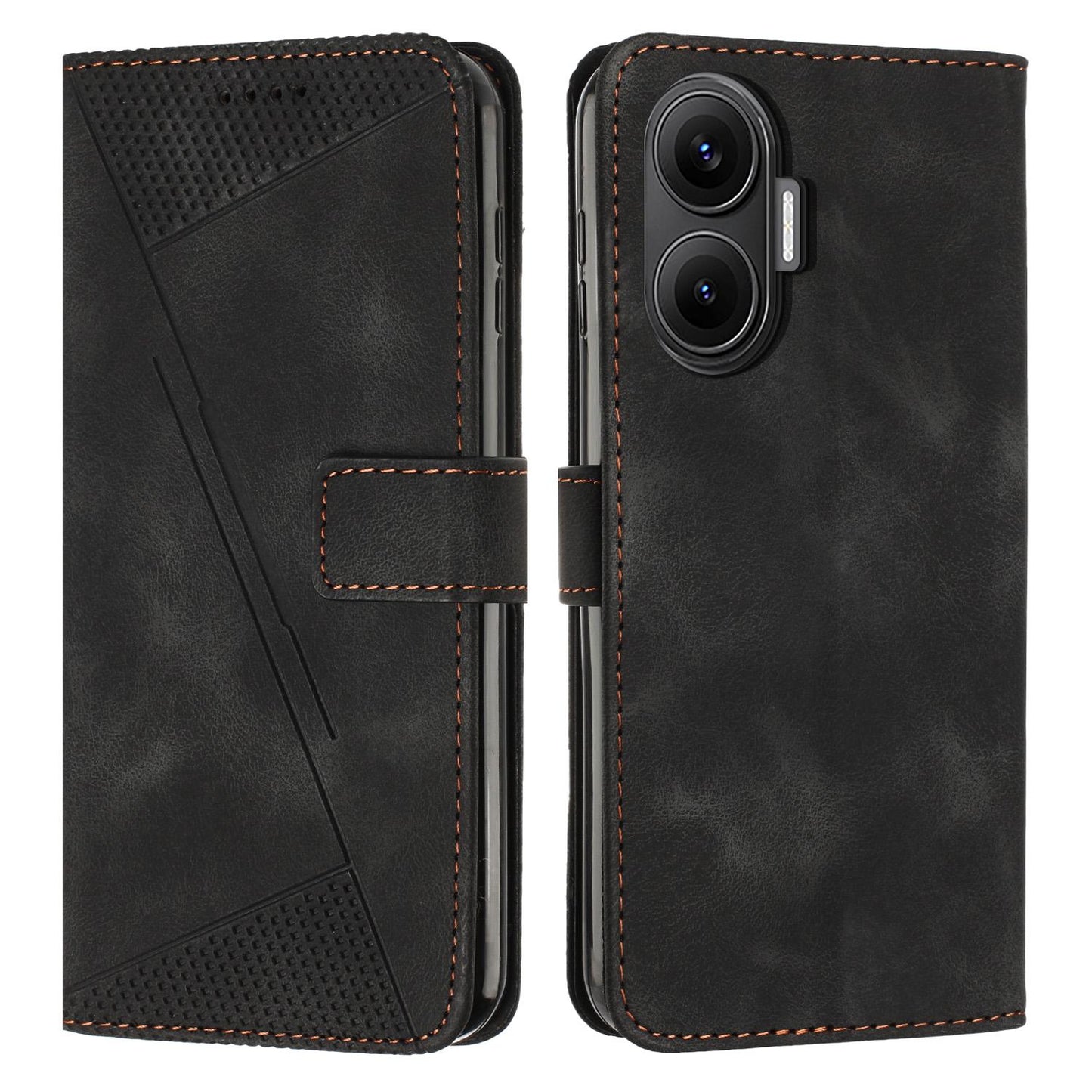 Xiaomi Poco F7 Dream Triangle Leather Wallet Phone Case with Lanyard, Card Slot, Cash Compartment, Foldable Kickstand, Shockproof PU TPU Protective Cover