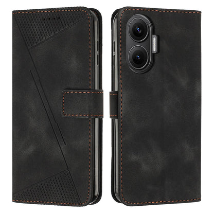 Xiaomi Poco F7 Dream Triangle Leather Wallet Phone Case with Lanyard, Card Slot, Cash Compartment, Foldable Kickstand, Shockproof PU TPU Protective Cover