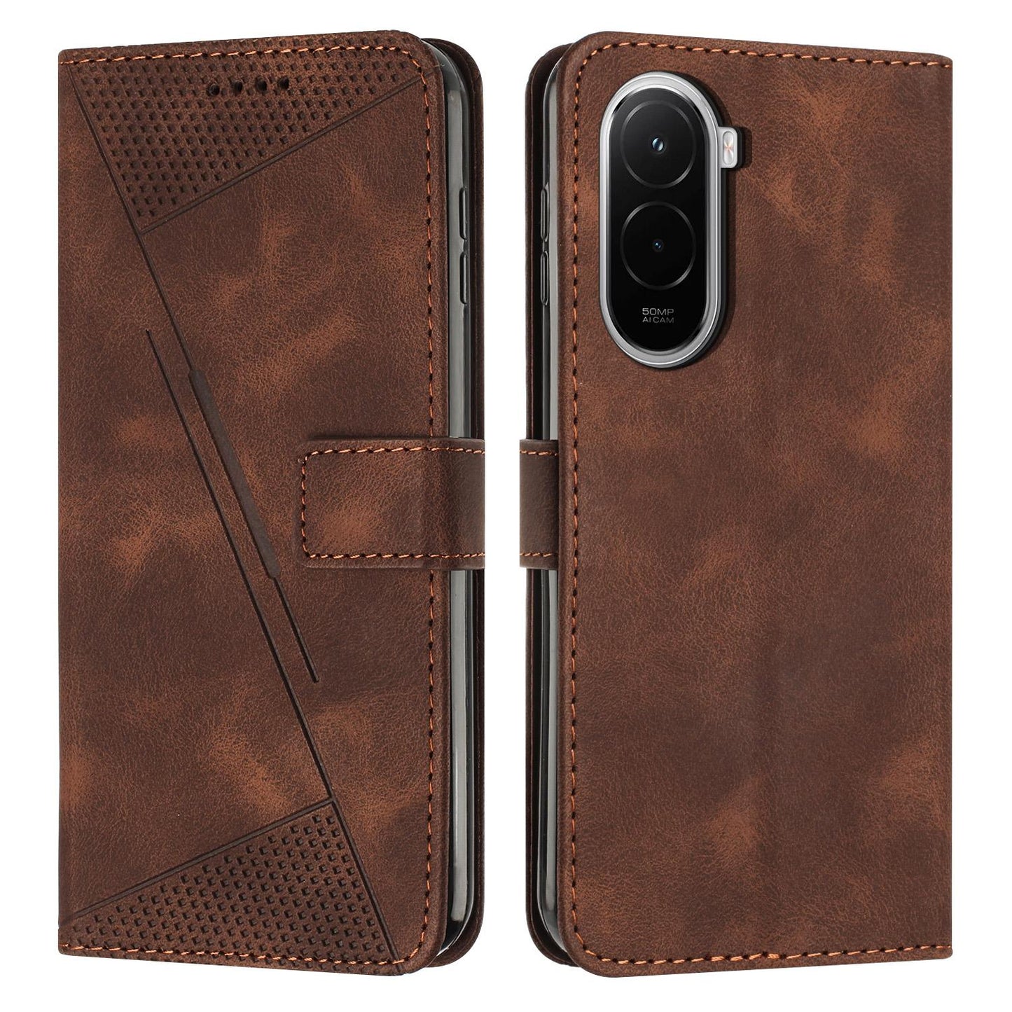 Xiaomi Poco M7 4G 169mm Dream Triangle Leather Wallet Phone Case with Lanyard, Card Slot, Cash Compartment, Foldable Kickstand, Shockproof PU TPU Protective Cover
