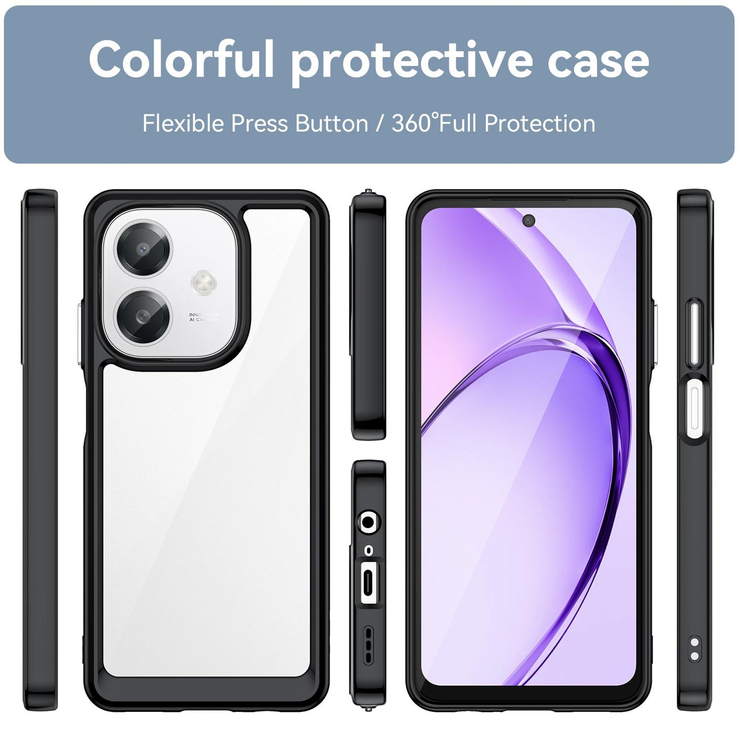 OPPO A60 Acrylic Hybrid TPU Protective Phone Case, Colourful Series Shockproof Cover