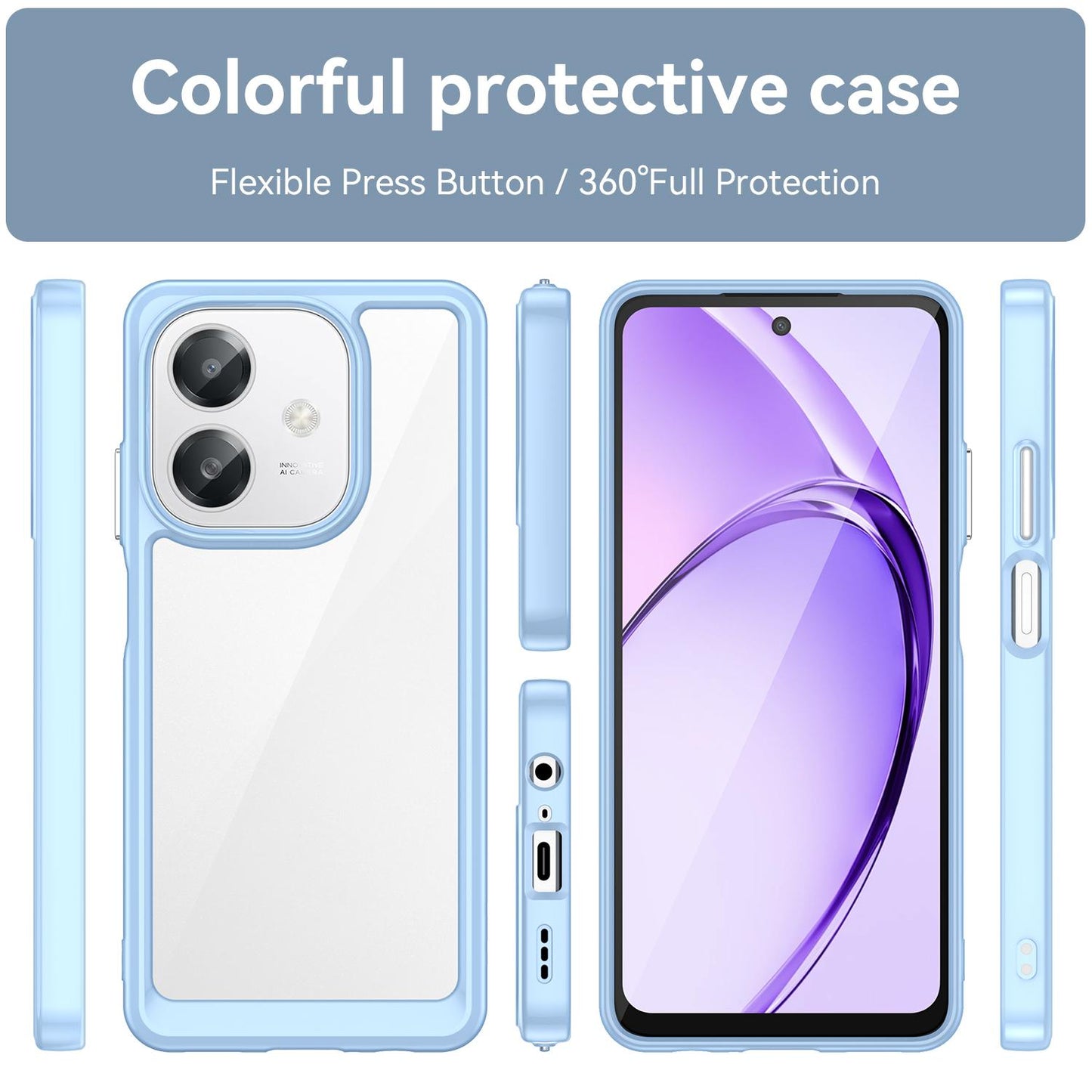 OPPO A40 Acrylic Hybrid TPU Protective Phone Case, Colourful Series Shockproof Cover