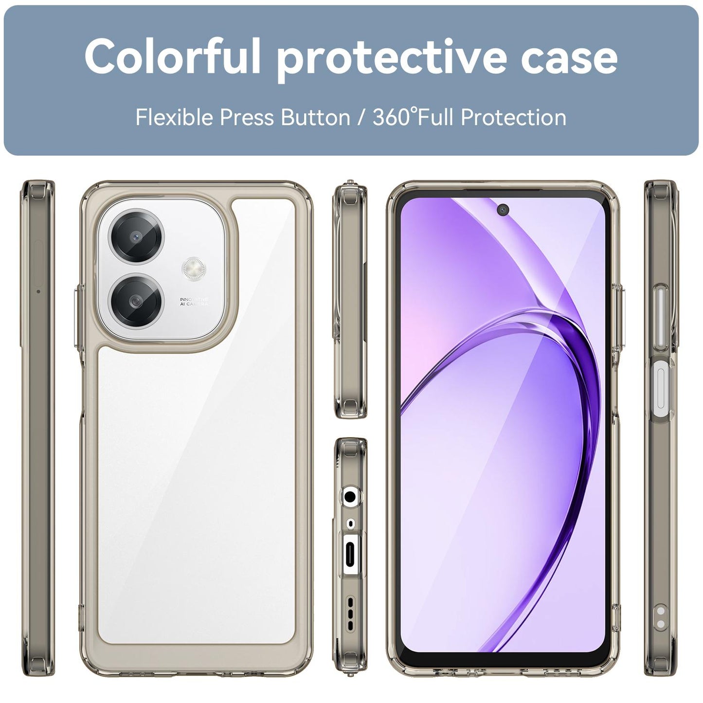 OPPO A60 Acrylic Hybrid TPU Protective Phone Case, Colourful Series Shockproof Cover