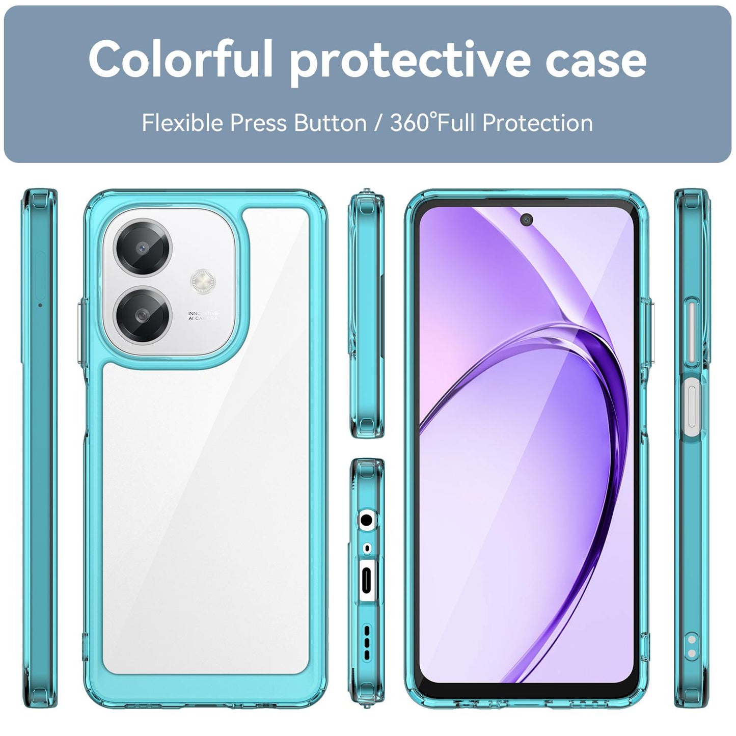 OPPO A40m Acrylic Hybrid TPU Protective Phone Case, Colourful Series Shockproof Cover