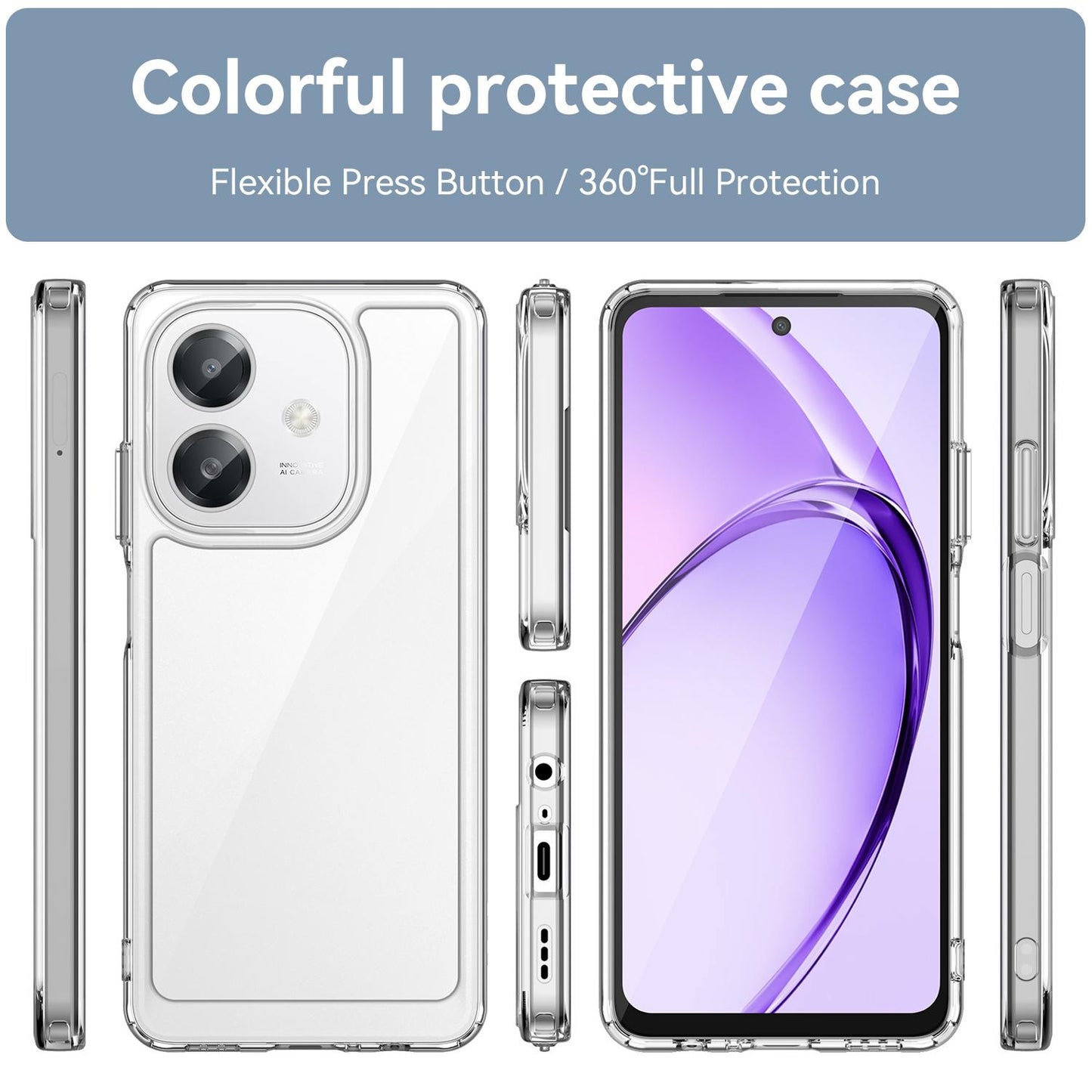 OPPO A40m Acrylic Hybrid TPU Protective Phone Case, Colourful Series Shockproof Cover