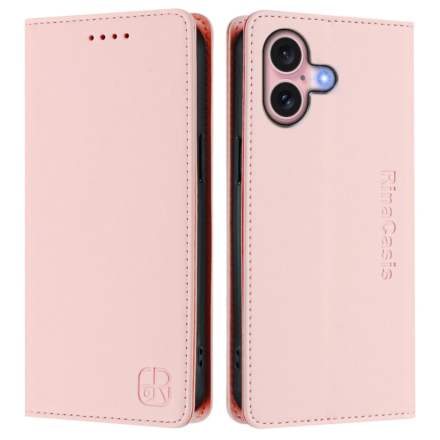 Apple iPhone 16 Plus Dual-Folded Magnetic Suction RFID Blocking PU Leather Wallet Phone Case with Card Slots, Cash Pocket, Kickstand, Full Protective Flip Cover