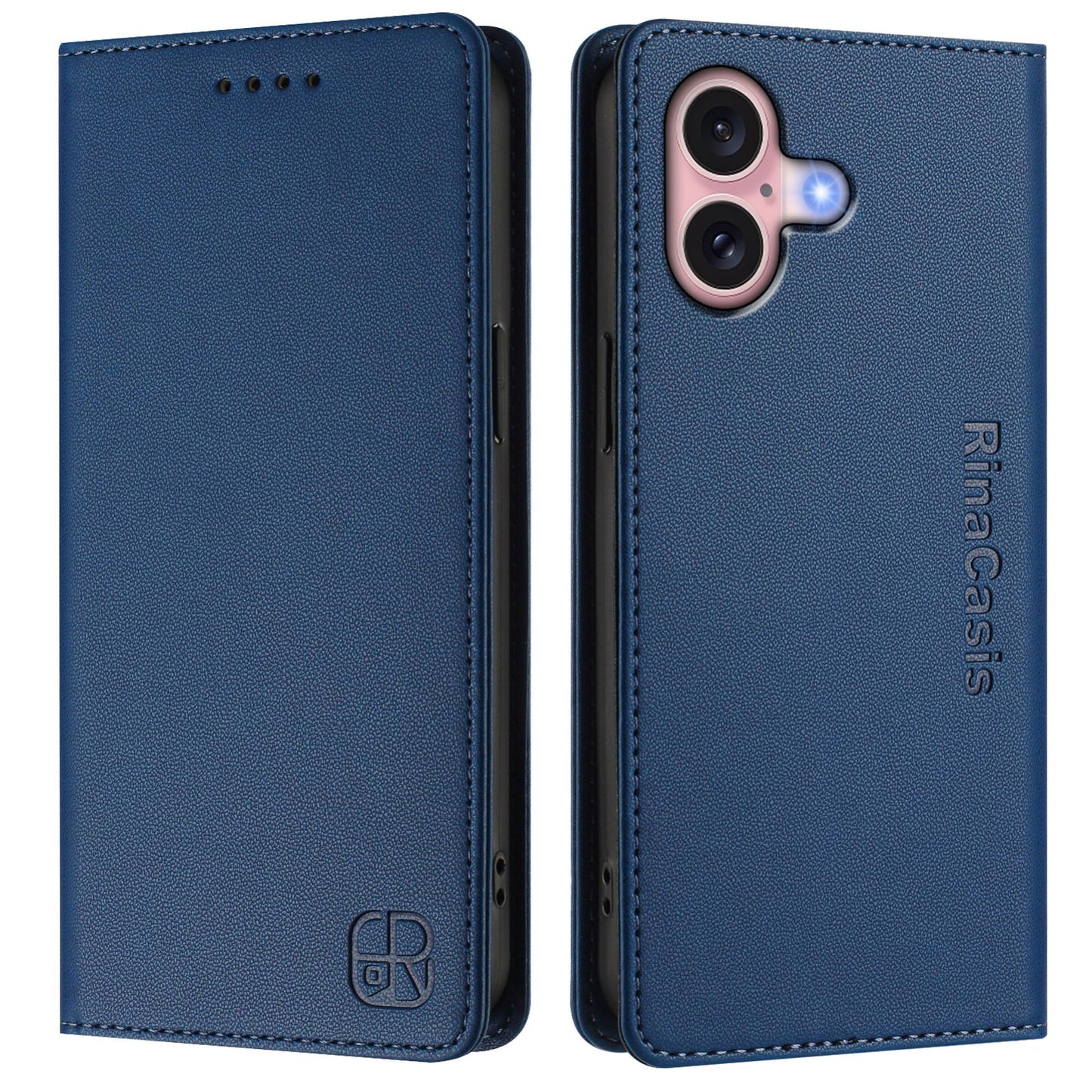 Apple iPhone 16 Plus Dual-Folded Magnetic Suction RFID Blocking PU Leather Wallet Phone Case with Card Slots, Cash Pocket, Kickstand, Full Protective Flip Cover