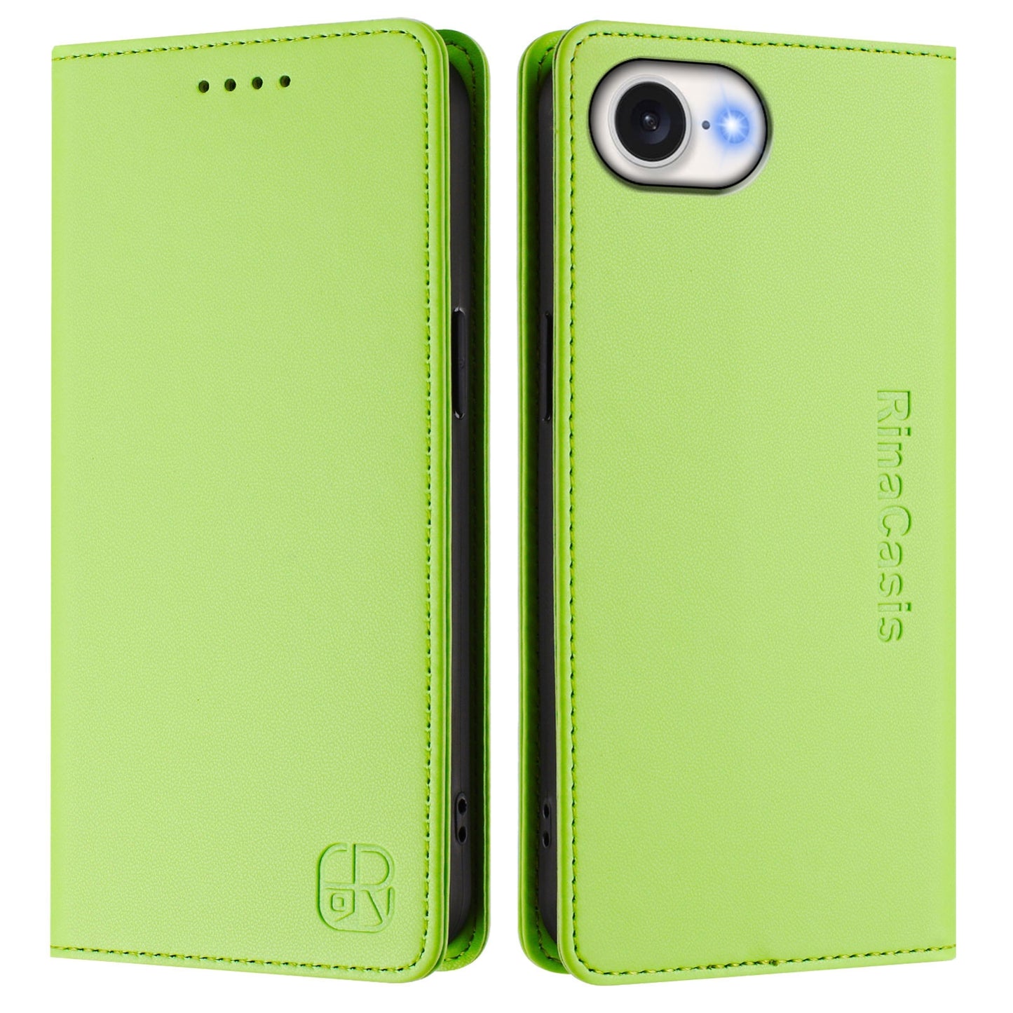 Apple iPhone 16e Dual-Folded Magnetic Suction RFID Blocking PU Leather Wallet Phone Case with Card Slots, Cash Pocket, Kickstand, Full Protective Flip Cover