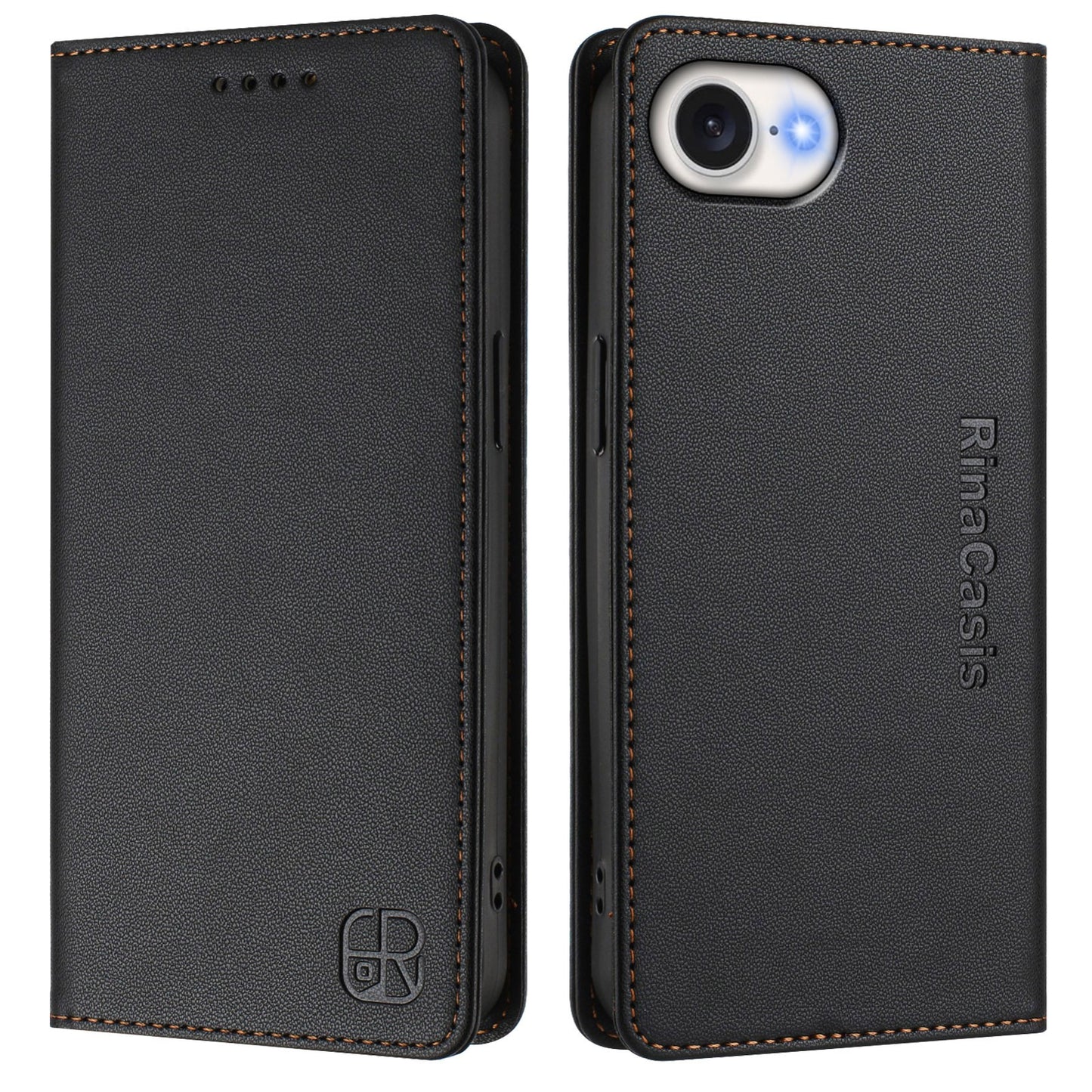 Apple iPhone 17e Dual-Folded Magnetic Suction RFID Blocking PU Leather Wallet Phone Case with Card Slots, Cash Pocket, Kickstand, Full Protective Flip Cover