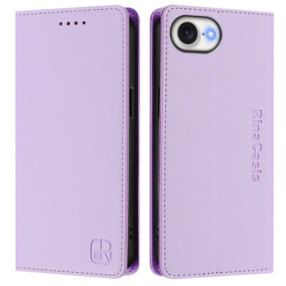 Apple iPhone 17e Dual-Folded Magnetic Suction RFID Blocking PU Leather Wallet Phone Case with Card Slots, Cash Pocket, Kickstand, Full Protective Flip Cover