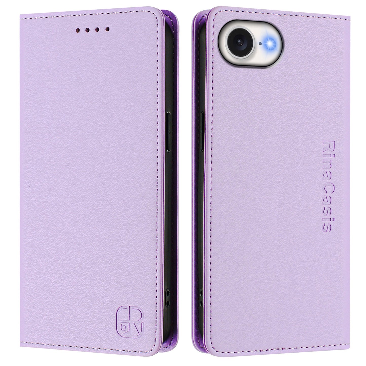 Apple iPhone 16e Dual-Folded Magnetic Suction RFID Blocking PU Leather Wallet Phone Case with Card Slots, Cash Pocket, Kickstand, Full Protective Flip Cover