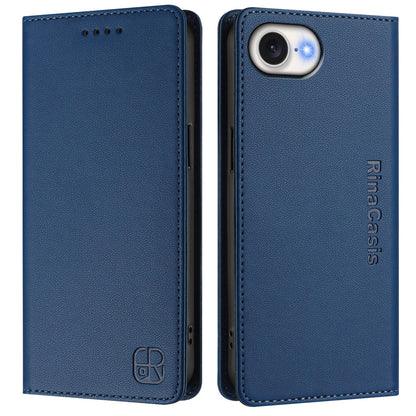 Apple iPhone 17e Dual-Folded Magnetic Suction RFID Blocking PU Leather Wallet Phone Case with Card Slots, Cash Pocket, Kickstand, Full Protective Flip Cover