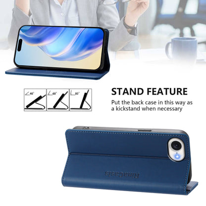 Apple iPhone 17e Dual-Folded Magnetic Suction RFID Blocking PU Leather Wallet Phone Case with Card Slots, Cash Pocket, Kickstand, Full Protective Flip Cover
