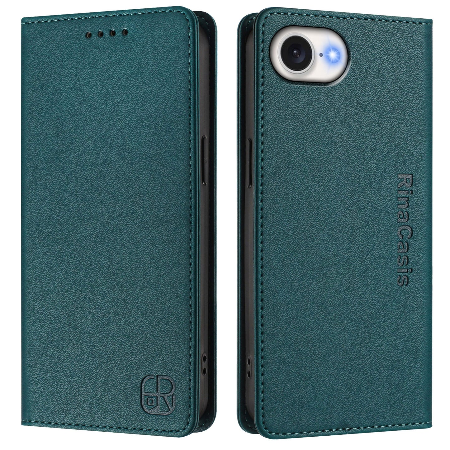 Apple iPhone 17e Dual-Folded Magnetic Suction RFID Blocking PU Leather Wallet Phone Case with Card Slots, Cash Pocket, Kickstand, Full Protective Flip Cover