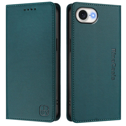 Apple iPhone 16e Dual-Folded Magnetic Suction RFID Blocking PU Leather Wallet Phone Case with Card Slots, Cash Pocket, Kickstand, Full Protective Flip Cover