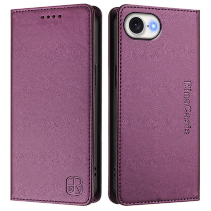 Apple iPhone 17e Dual-Folded Magnetic Suction RFID Blocking PU Leather Wallet Phone Case with Card Slots, Cash Pocket, Kickstand, Full Protective Flip Cover