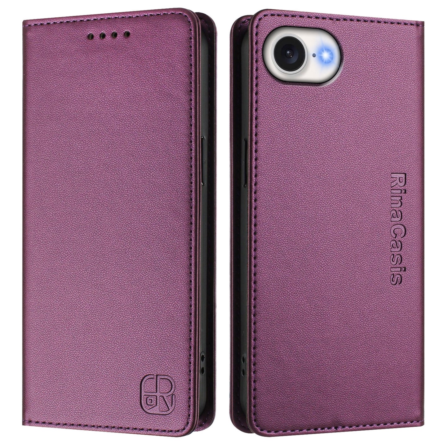 Apple iPhone 16e Dual-Folded Magnetic Suction RFID Blocking PU Leather Wallet Phone Case with Card Slots, Cash Pocket, Kickstand, Full Protective Flip Cover