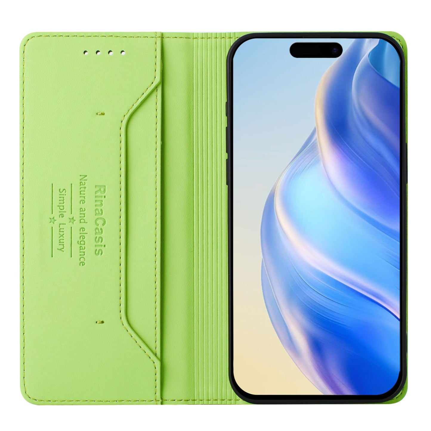 Apple iPhone 14 Pro Max Dual-Folded Magnetic Suction RFID Blocking PU Leather Wallet Phone Case with Card Slots, Cash Pocket, Kickstand, Full Protective Flip Cover
