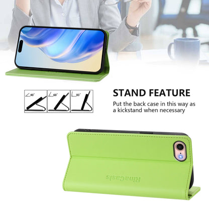 Apple iPhone 7 Dual-Folded Magnetic Suction RFID Blocking PU Leather Wallet Phone Case with Card Slots, Cash Pocket, Kickstand, Full Protective Flip Cover