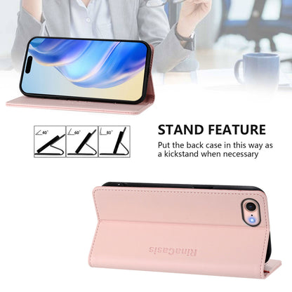Apple iPhone 7 Dual-Folded Magnetic Suction RFID Blocking PU Leather Wallet Phone Case with Card Slots, Cash Pocket, Kickstand, Full Protective Flip Cover