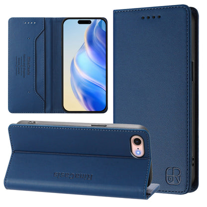 Apple iPhone 7 Dual-Folded Magnetic Suction RFID Blocking PU Leather Wallet Phone Case with Card Slots, Cash Pocket, Kickstand, Full Protective Flip Cover