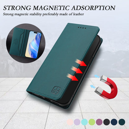 Apple iPhone 7 Dual-Folded Magnetic Suction RFID Blocking PU Leather Wallet Phone Case with Card Slots, Cash Pocket, Kickstand, Full Protective Flip Cover