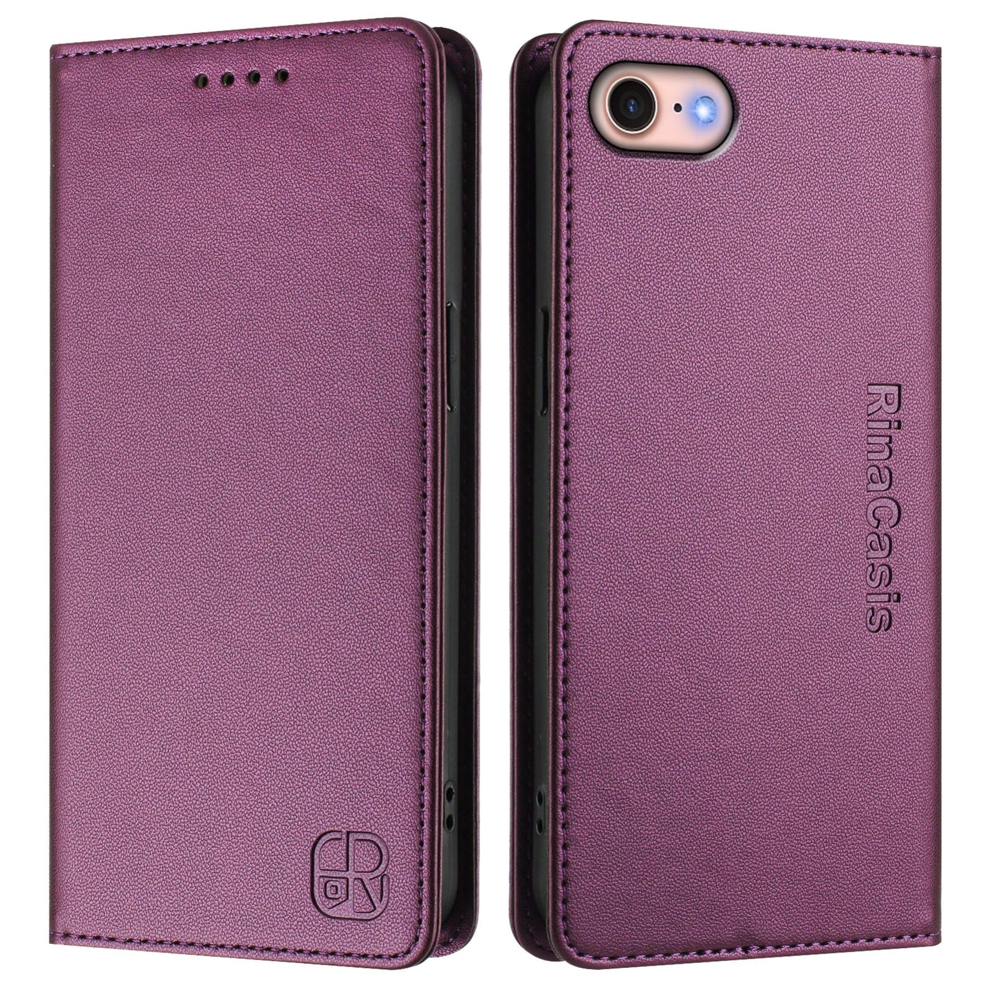 Apple iPhone 7 Dual-Folded Magnetic Suction RFID Blocking PU Leather Wallet Phone Case with Card Slots, Cash Pocket, Kickstand, Full Protective Flip Cover