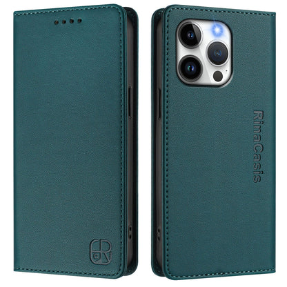 Apple iPhone 13 Pro Max Dual-Folded Magnetic Suction RFID Blocking PU Leather Wallet Phone Case with Card Slots, Cash Pocket, Kickstand, Full Protective Flip Cover