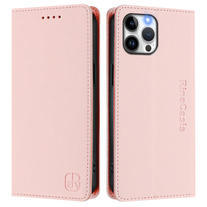 Apple iPhone 12 Pro Dual-Folded Magnetic Suction RFID Blocking PU Leather Wallet Phone Case with Card Slots, Cash Pocket, Kickstand, Full Protective Flip Cover