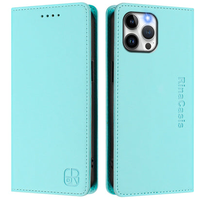 Apple iPhone 12 Pro Max Dual-Folded Magnetic Suction RFID Blocking PU Leather Wallet Phone Case with Card Slots, Cash Pocket, Kickstand, Full Protective Flip Cover