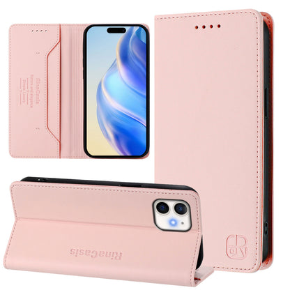 Apple iPhone 12 mini Dual-Folded Magnetic Suction RFID Blocking PU Leather Wallet Phone Case with Card Slots, Cash Pocket, Kickstand, Full Protective Flip Cover