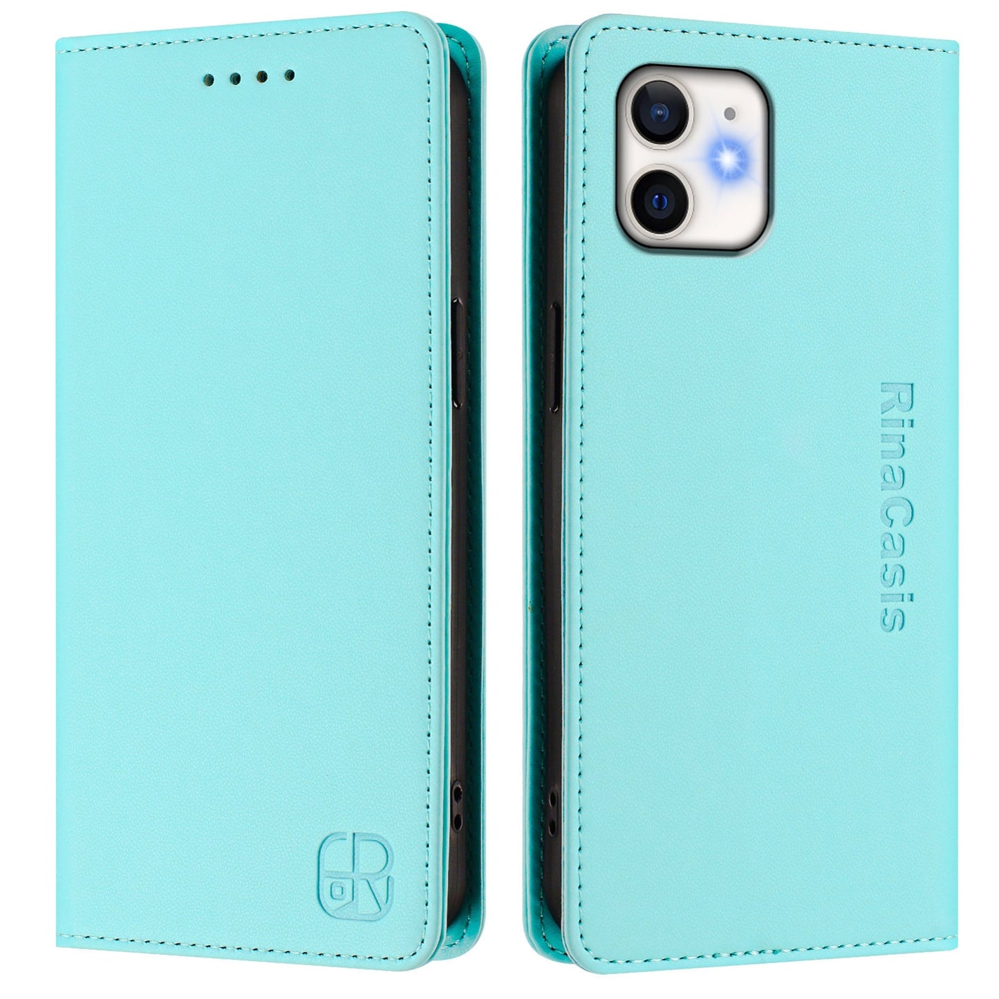 Apple iPhone 11 Dual-Folded Magnetic Suction RFID Blocking PU Leather Wallet Phone Case with Card Slots, Cash Pocket, Kickstand, Full Protective Flip Cover