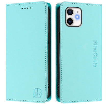 Apple iPhone 11 Dual-Folded Magnetic Suction RFID Blocking PU Leather Wallet Phone Case with Card Slots, Cash Pocket, Kickstand, Full Protective Flip Cover
