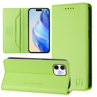 Apple iPhone 11 Dual-Folded Magnetic Suction RFID Blocking PU Leather Wallet Phone Case with Card Slots, Cash Pocket, Kickstand, Full Protective Flip Cover