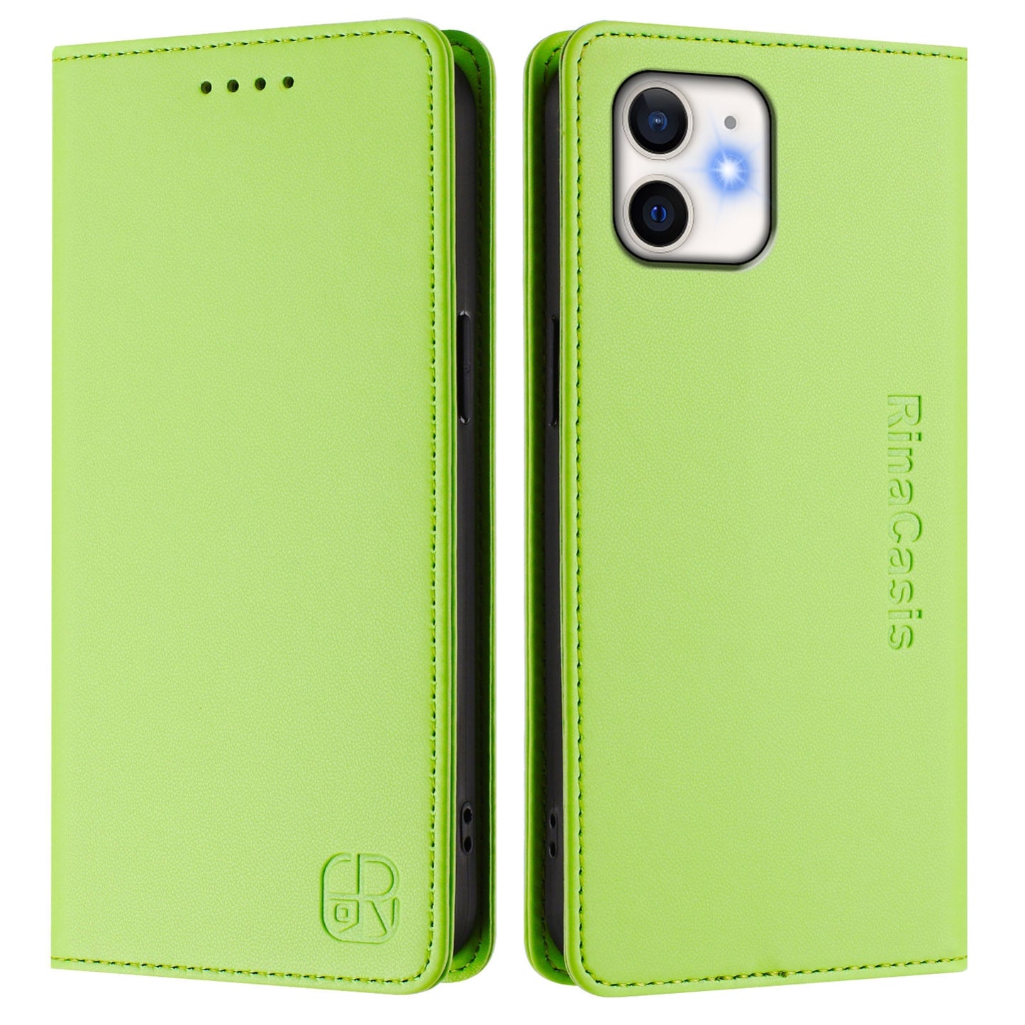 Apple iPhone 11 Dual-Folded Magnetic Suction RFID Blocking PU Leather Wallet Phone Case with Card Slots, Cash Pocket, Kickstand, Full Protective Flip Cover
