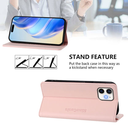 Apple iPhone 11 Dual-Folded Magnetic Suction RFID Blocking PU Leather Wallet Phone Case with Card Slots, Cash Pocket, Kickstand, Full Protective Flip Cover