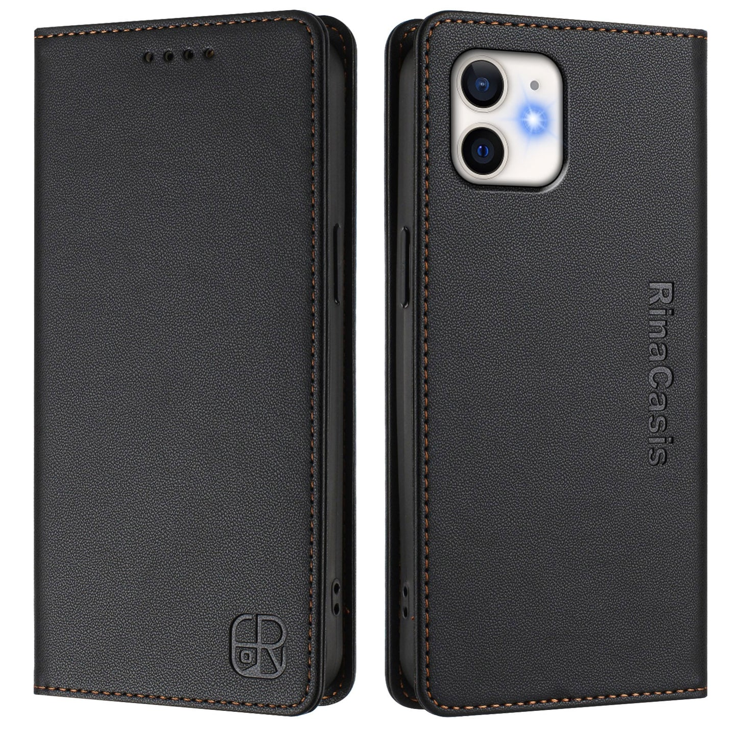 Apple iPhone 11 Dual-Folded Magnetic Suction RFID Blocking PU Leather Wallet Phone Case with Card Slots, Cash Pocket, Kickstand, Full Protective Flip Cover