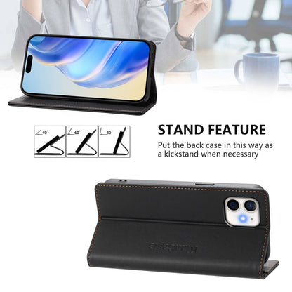 Apple iPhone 11 Dual-Folded Magnetic Suction RFID Blocking PU Leather Wallet Phone Case with Card Slots, Cash Pocket, Kickstand, Full Protective Flip Cover