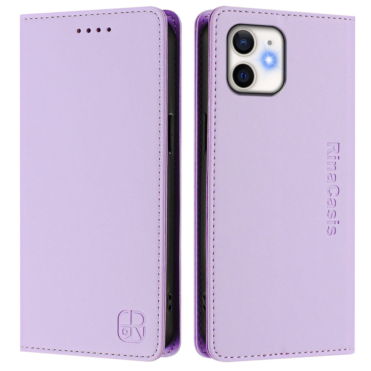 Apple iPhone 11 Dual-Folded Magnetic Suction RFID Blocking PU Leather Wallet Phone Case with Card Slots, Cash Pocket, Kickstand, Full Protective Flip Cover