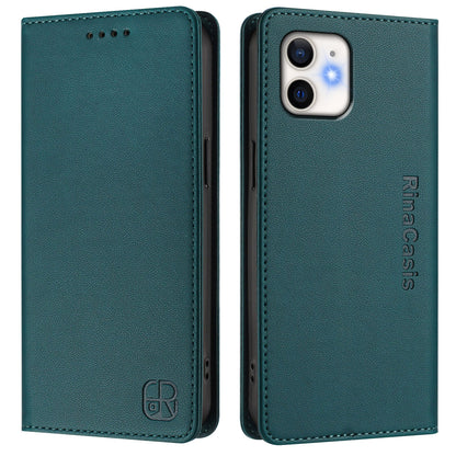 Apple iPhone 11 Dual-Folded Magnetic Suction RFID Blocking PU Leather Wallet Phone Case with Card Slots, Cash Pocket, Kickstand, Full Protective Flip Cover