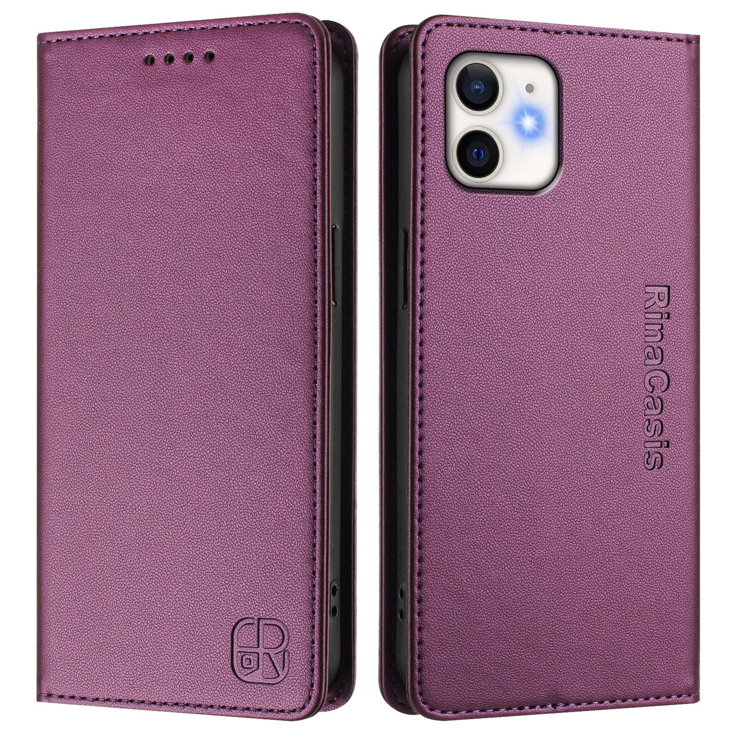 Apple iPhone 11 Dual-Folded Magnetic Suction RFID Blocking PU Leather Wallet Phone Case with Card Slots, Cash Pocket, Kickstand, Full Protective Flip Cover