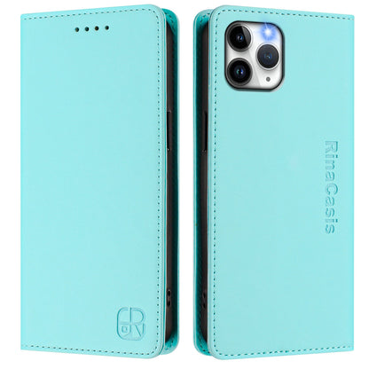 Apple iPhone 11 Pro Dual-Folded Magnetic Suction RFID Blocking PU Leather Wallet Phone Case with Card Slots, Cash Pocket, Kickstand, Full Protective Flip Cover