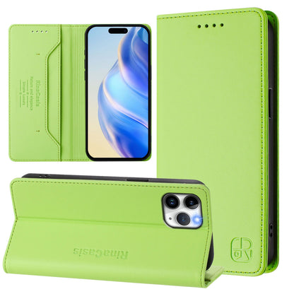 Apple iPhone 11 Pro Dual-Folded Magnetic Suction RFID Blocking PU Leather Wallet Phone Case with Card Slots, Cash Pocket, Kickstand, Full Protective Flip Cover