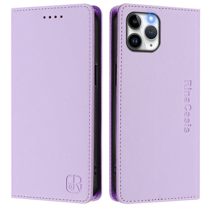 Apple iPhone 11 Pro Dual-Folded Magnetic Suction RFID Blocking PU Leather Wallet Phone Case with Card Slots, Cash Pocket, Kickstand, Full Protective Flip Cover